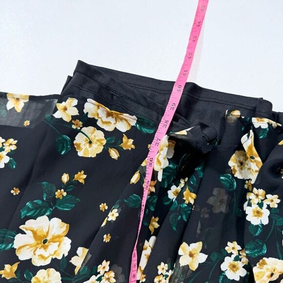 Torrid Dress Womens 2X Black Floral Chiffon Smocked Blouson Flutter Sleeve new - Picture 4 of 11